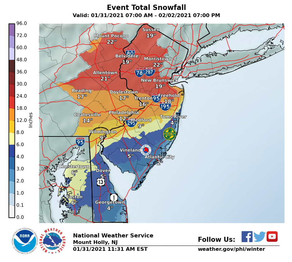 NJ Weather State Of Emergency, Snow Estimates For NJ Nor'easter Toms